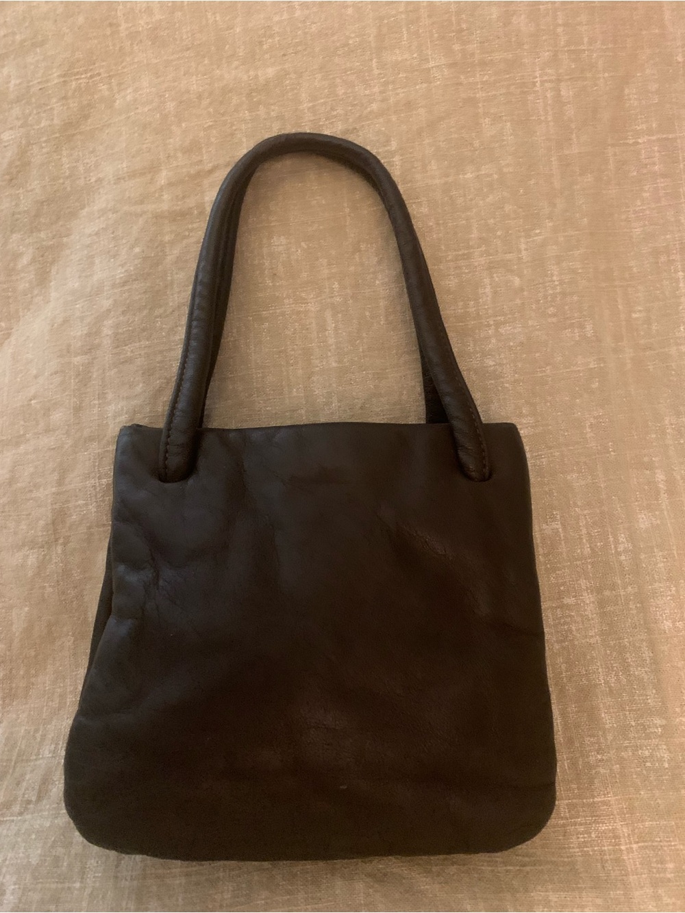 Small all Leather Chocolate Handbag w/ 2 sections